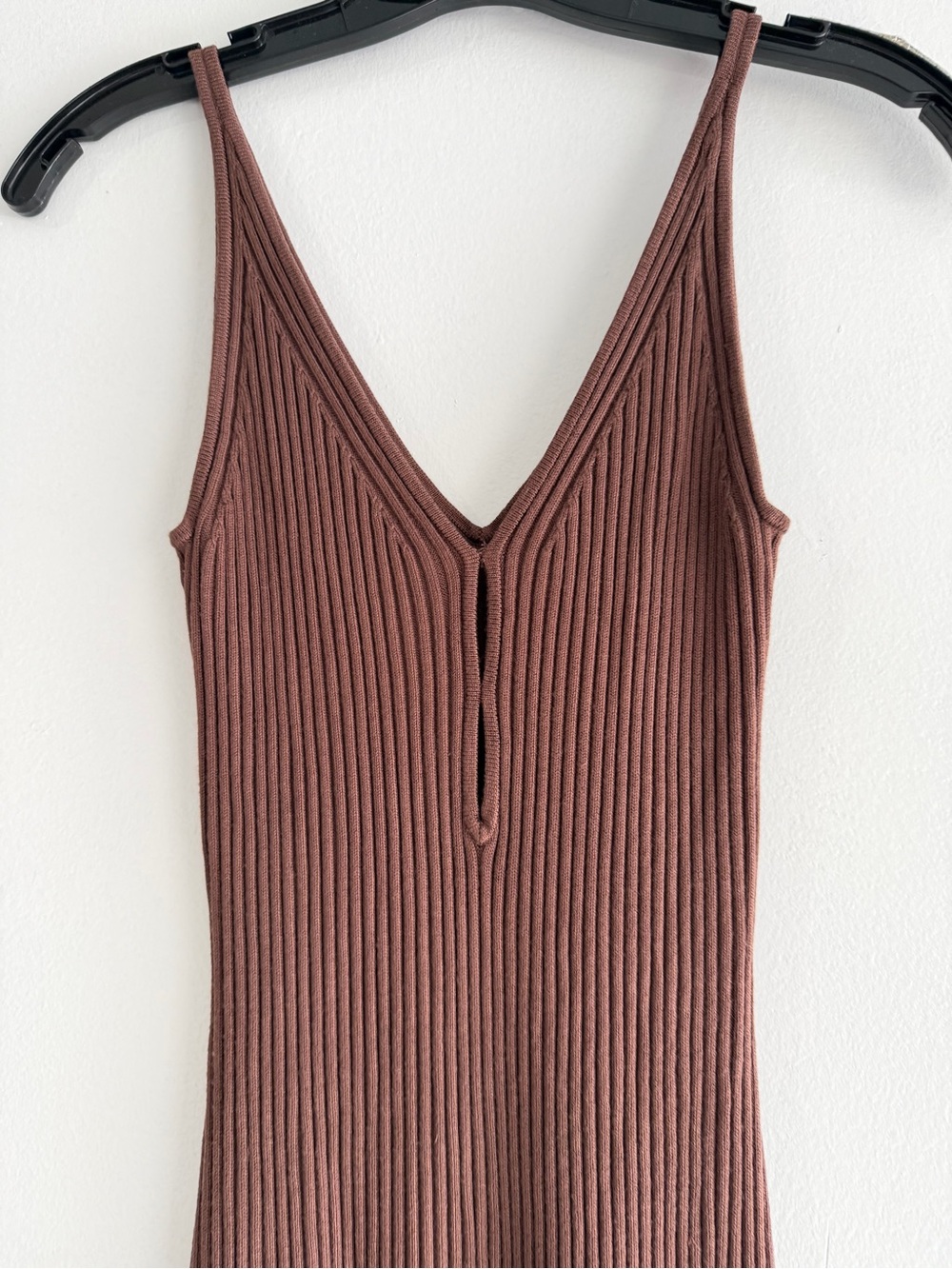 New! Abercrombie & Fitch Brown Elevated Knit Keyhole Midi Dress M 8405 - Picture 5 of 10
